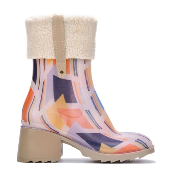 Womens Chunky Block Heel Ankle Boots Print Color - Picture 2 of 5